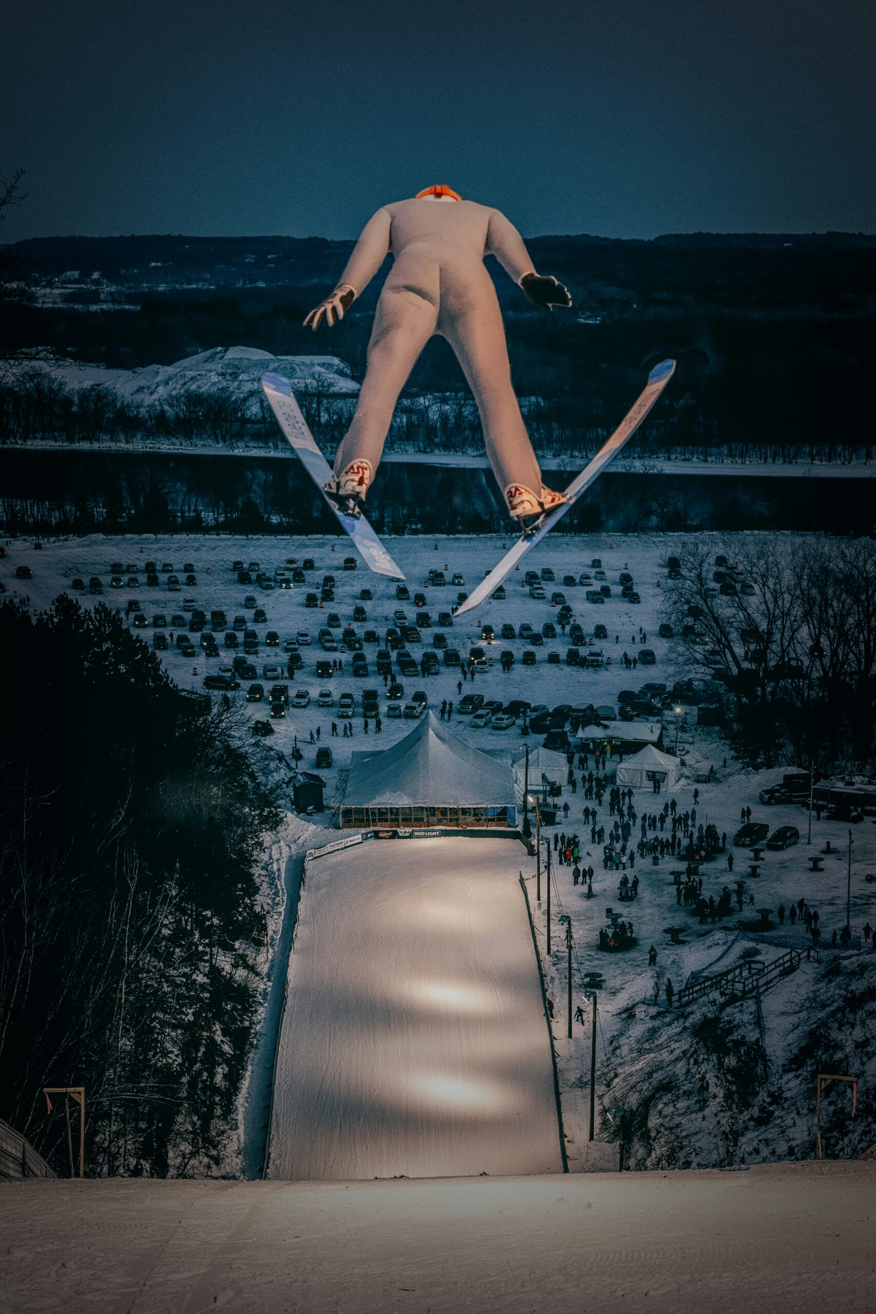 Elite performance mental health pressure symbolised through Olympic ski jumping flight