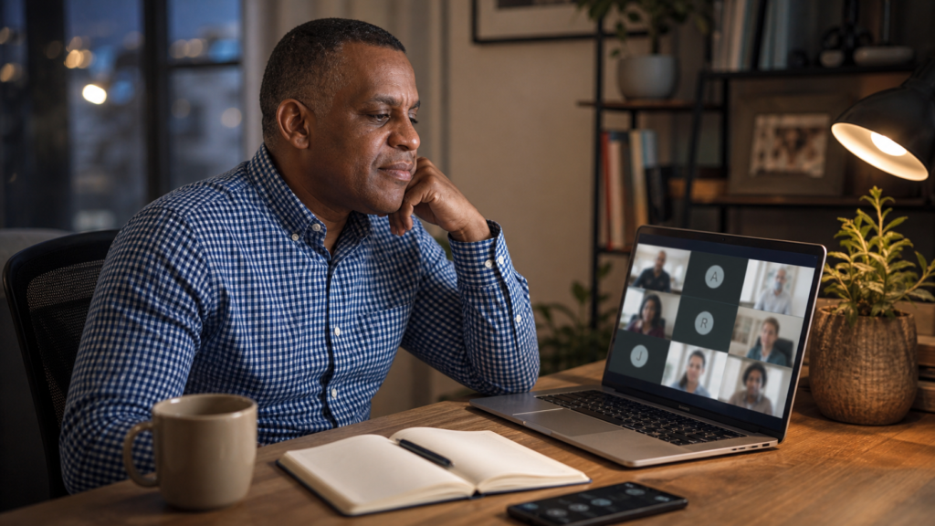 Burnout in remote and hybrid teams during a workplace video call
