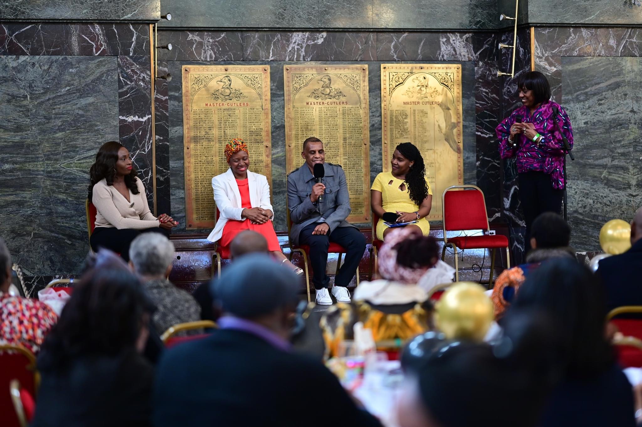 Mike Lawrence speaking during a panel event at the Master Cutlers venue