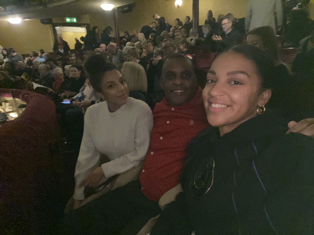 Mike Lawrence enjoying a theatre visit with his daughters Jourdan and Tia
