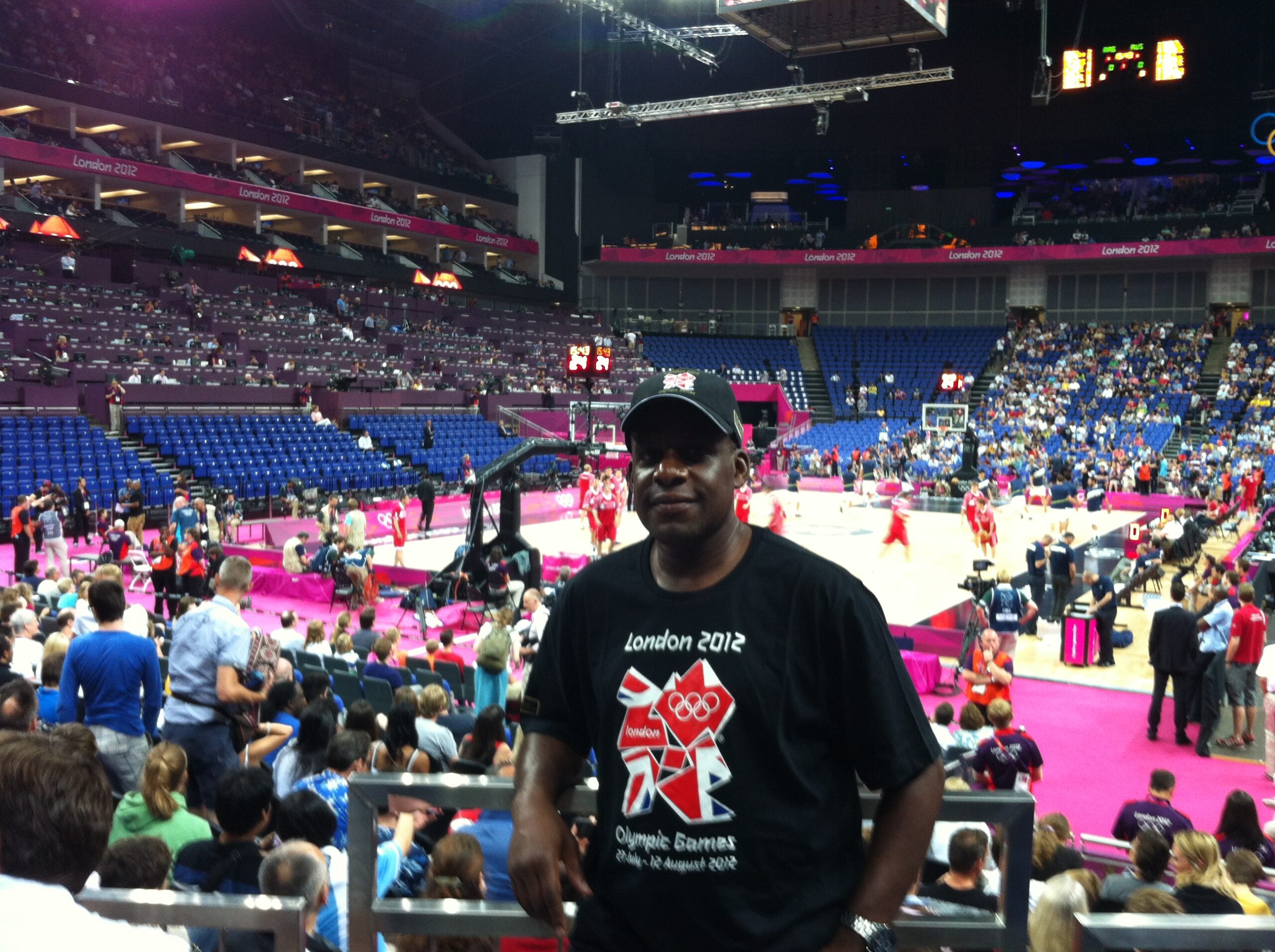 Mike Lawrence attending a basketball event at the London 2012 Olympic Games