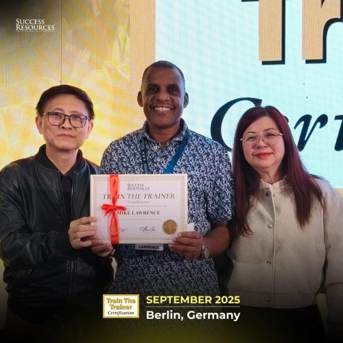 Mike Lawrence recieving Train The Trainer Certification from CEO Richard Tan Success Resources & June Yoon